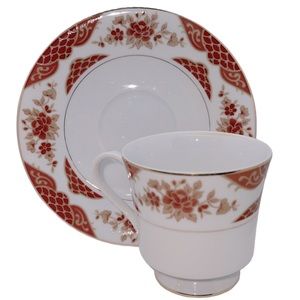 MIKASA EMPRESS FOOTED TEACUP AND SAUCER FINE CHINE VINTAGE L6009